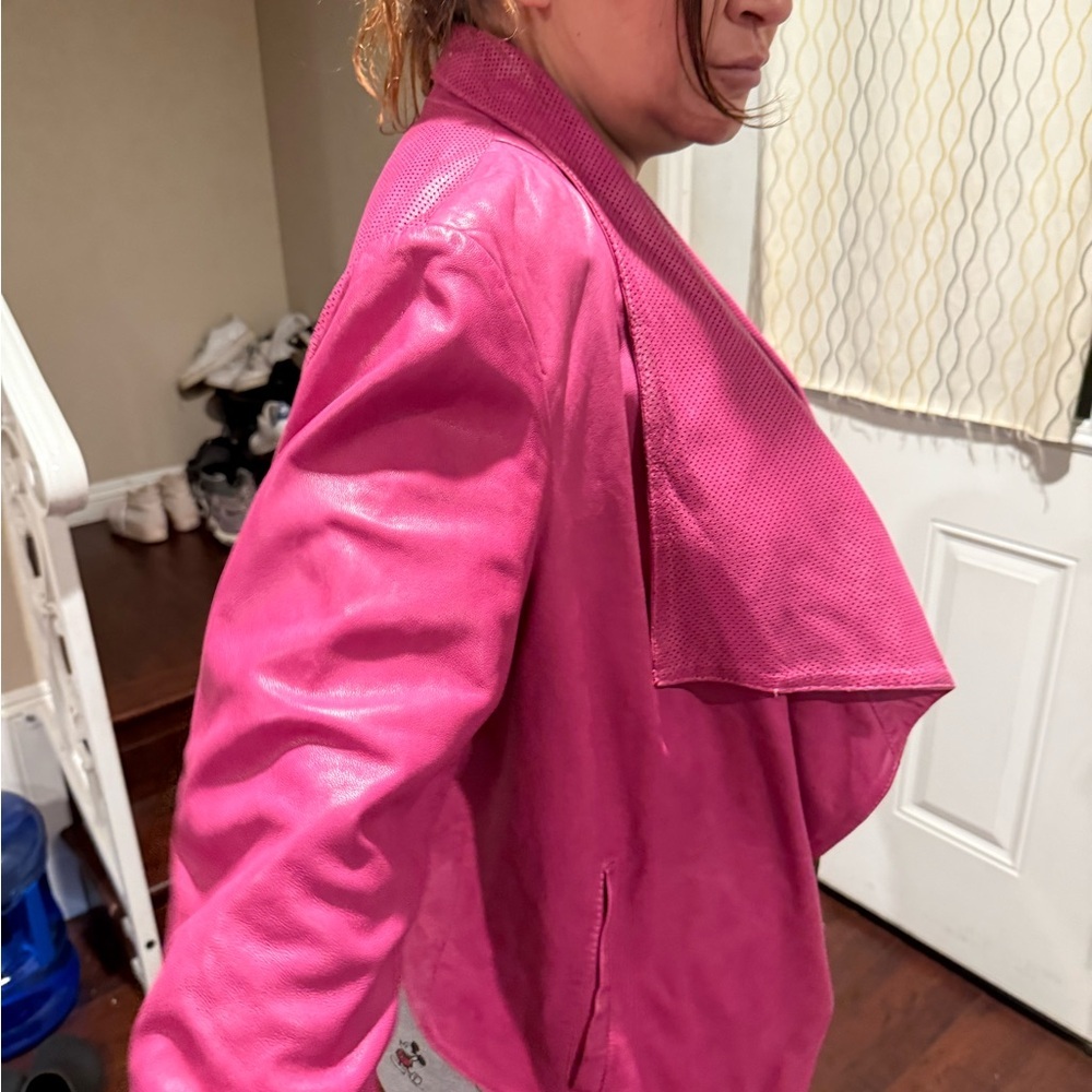 Rare Neimen Marcus Pink Women's leather Jacket sz.XL - Picture 6 of 11